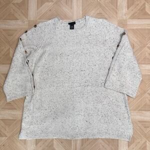 Lane Bryant Cream Multicolor Speckled Oversized Knit Sweater Womens Plus 26/28